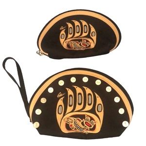Goldentop Canada First Nations Bear Paw Clutch and Coin Purse Makeup Bag